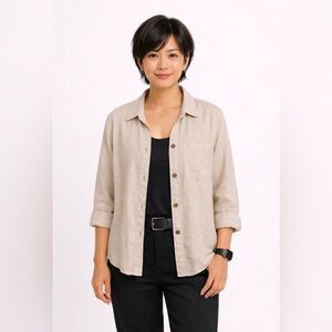 Tahari 100% Linen Shirt in Oatmeal